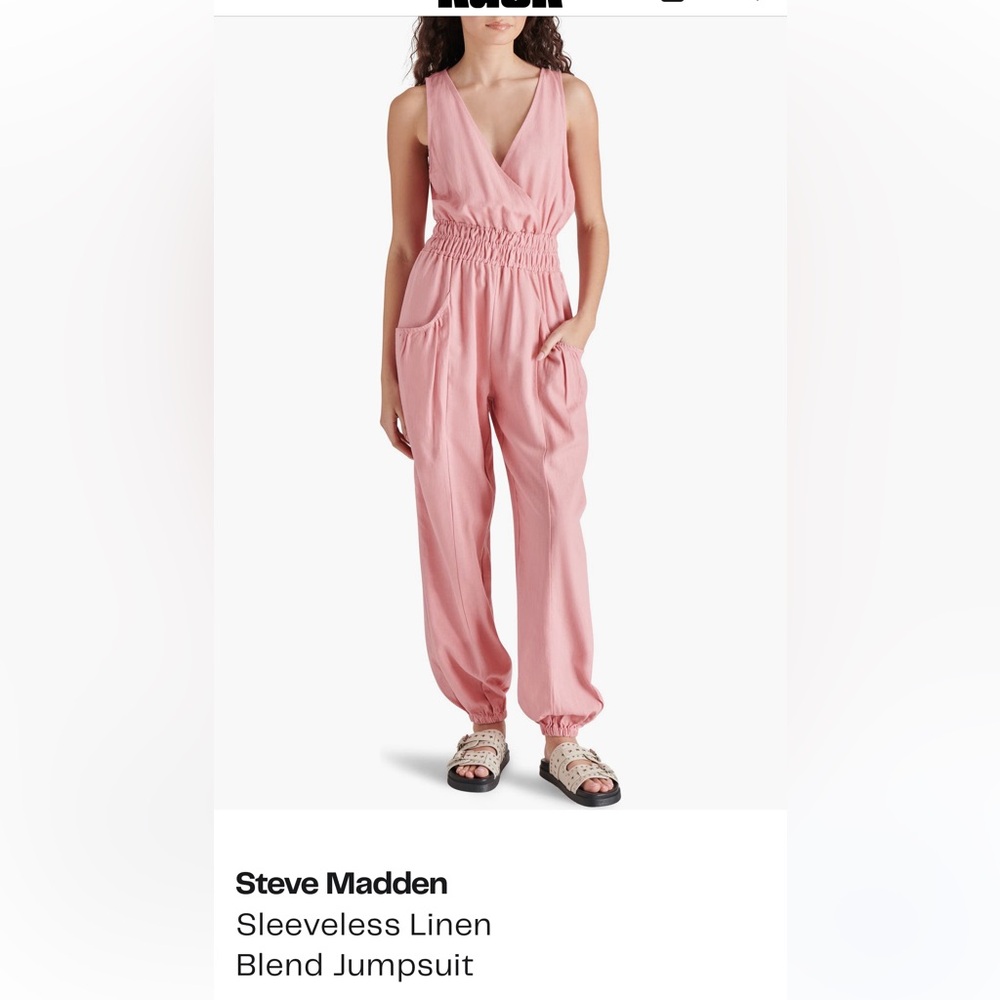 Pink Steve Madden Linen Blend Jumpsuit